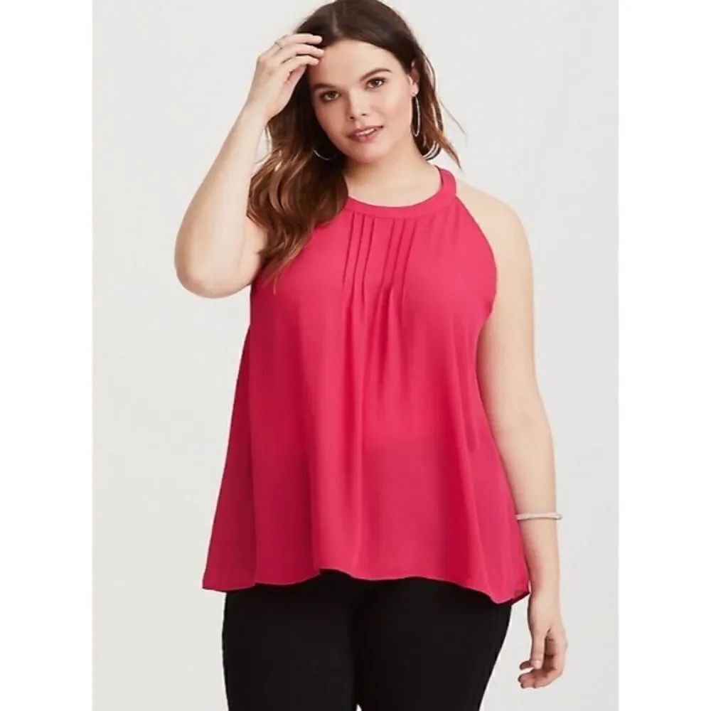 Torrid Pink Tank Top with Front Pleats